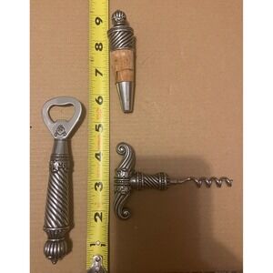 BRIGHTON Silver CELEBRATION BAR SET: Corkscrew, Bottle Opener, Wine Stopper
